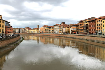 Arno River in Pisa, Italy with Historic Architecture