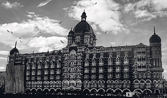 Black and white Taj Mahal Palace Hotel Mumbai India