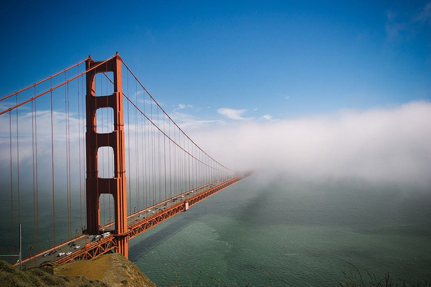 Golden Gate Bridge Disappearing into Thick Fog