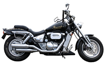 Black Custom Motorcycle Side Profile On White Background