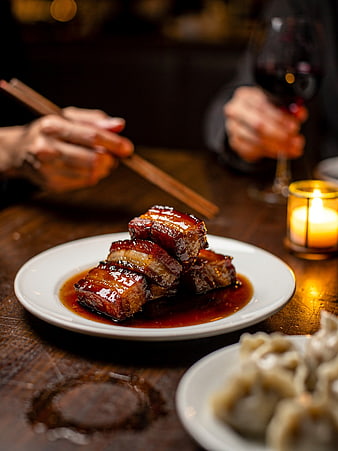 Gourmet Braised Pork Belly with Dumplings and Wine