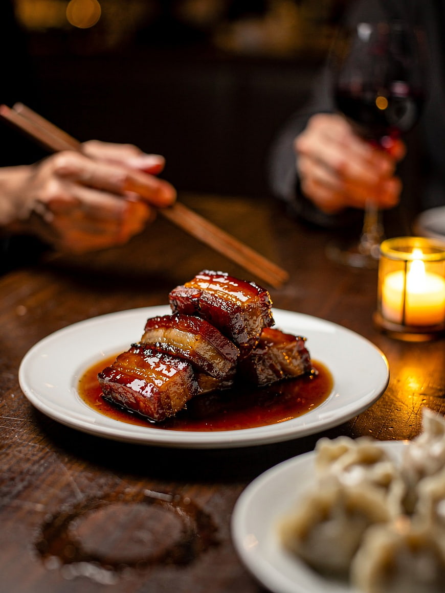 Gourmet Braised Pork Belly with Dumplings and Wine