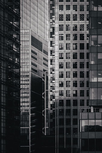 Black and white modern skyscraper architecture facade