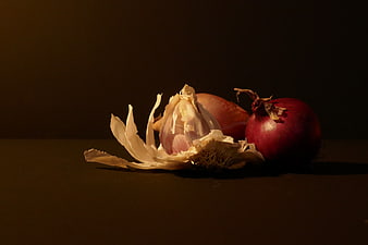 Dramatic Still Life of Garlic and Red Onions