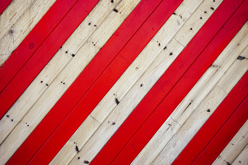 Diagonal Red and Natural Wood Planks Pattern