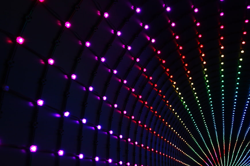 Colorful LED Light Tunnel with Rainbow Patterns