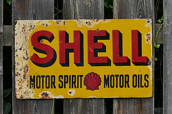 Vintage Rusty Shell Motor Spirit Metal Sign