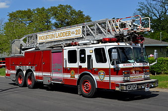 Houston Ladder Company 20 Fire Engine Parked On Suburban Street