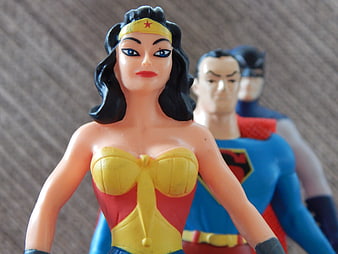 Vintage Wonder Woman, Superman, and Batman Action Figures