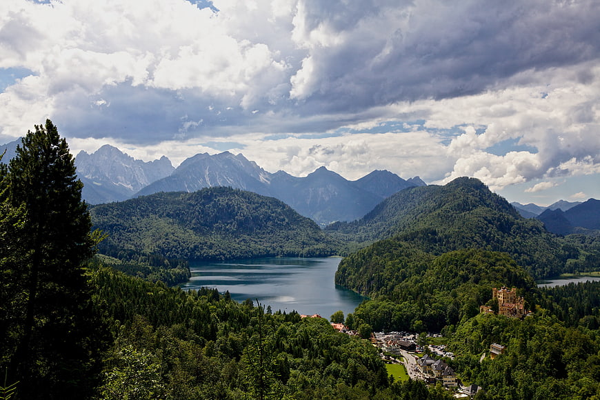 Panoramic View of Hohenschwangau Castle and Alpsee Lake in Bavaria