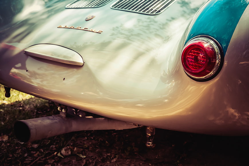 Close-up of vintage Porsche rear with chrome details