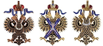 Three Historical Russian Imperial Orders with Double-Headed Eagles