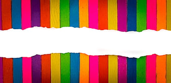 Colorful Popsicle Stick Background With White Torn Paper Copy Space