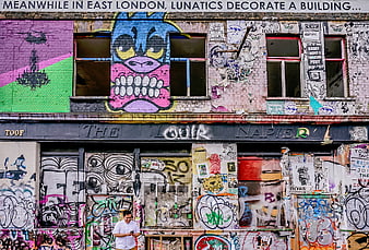 Colorful Graffiti Art on Urban Building Facade in East London