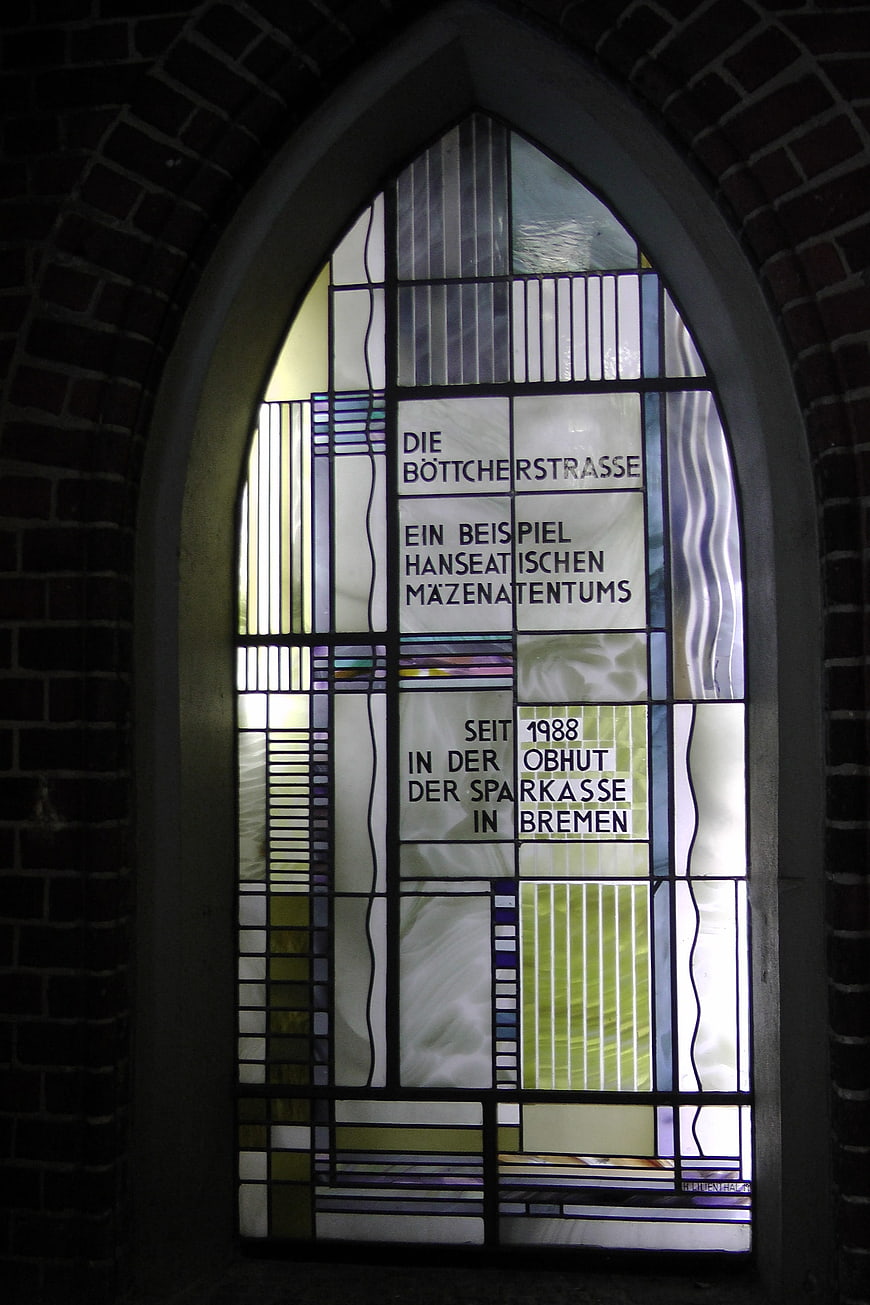 Stained Glass Window with German Text in Bremen