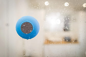 Blue Waterproof Bluetooth Speaker in Shower