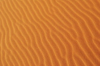 Close-up of rippled orange sand dunes texture pattern