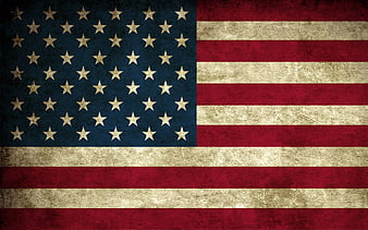 Vintage textured American flag background with stars and stripes