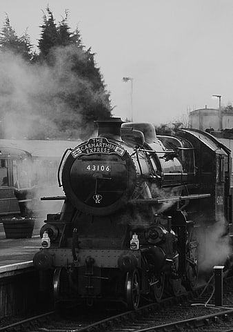 Vintage Carmarthen Express Steam Train at Station