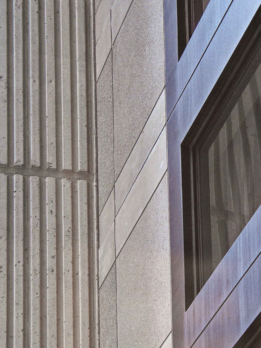 Abstract architectural detail of concrete wall and window frame