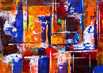 Vibrant Abstract Acrylic Painting with Bold Brushstrokes