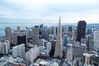 Aerial View of San Francisco Skyline with Transamerica Pyramid