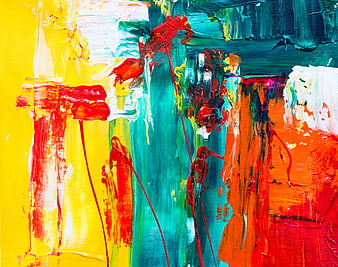 Vibrant Abstract Acrylic Painting with Bold Colors and Texture