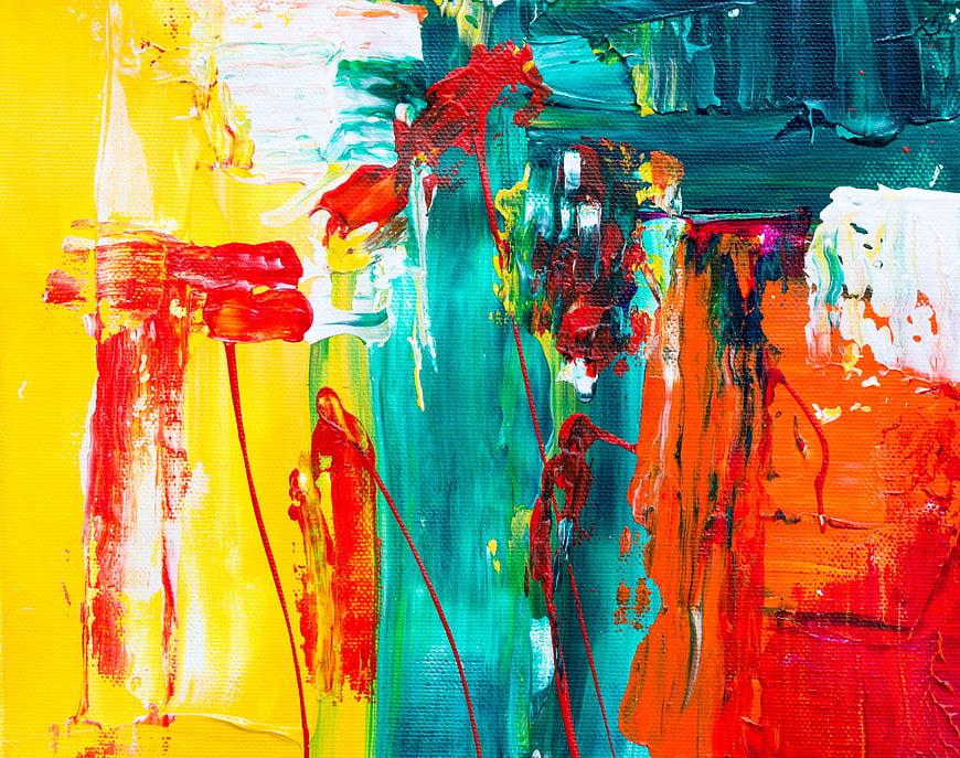 Vibrant Abstract Acrylic Painting with Bold Colors and Texture
