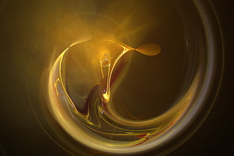 Abstract Gold Fractal Art with Swirling Liquid Shapes