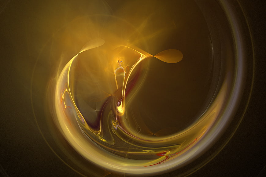 Abstract Gold Fractal Art with Swirling Liquid Shapes