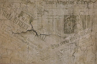 Vintage Cracked Newspaper Wall Texture Background