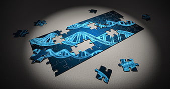 3D DNA Helix Jigsaw Puzzle with Missing Pieces