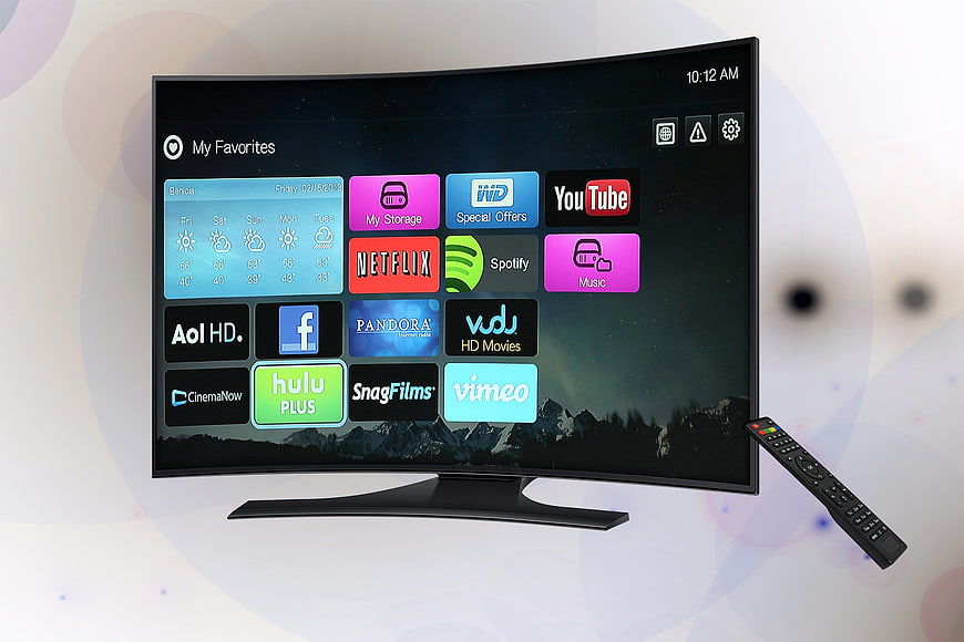 Curved Smart TV with Streaming Apps and Remote Control