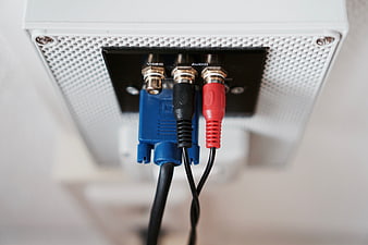 Close-up of CCTV Camera Video and Audio Connections
