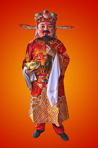 Traditional Chinese God of Prosperperity Statue Holding Gold Ingot