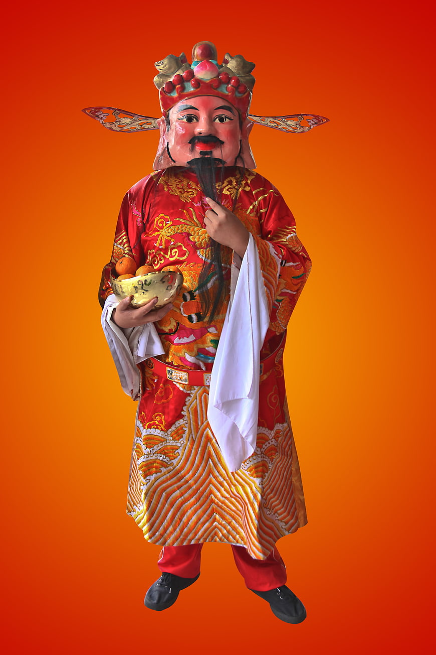 Traditional Chinese God of Prosperperity Statue Holding Gold Ingot