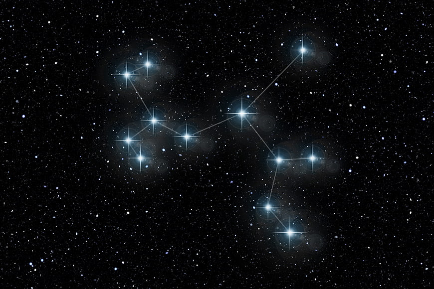 Taurus Constellation Star Map in Deep Space