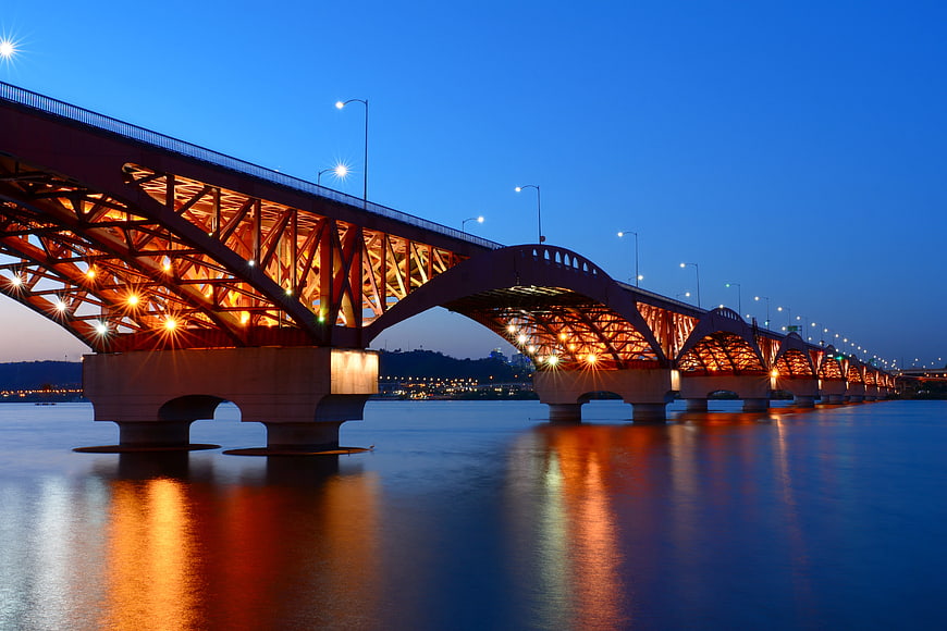 Seongsan Bridge Seoul Night View Han River Reflections
