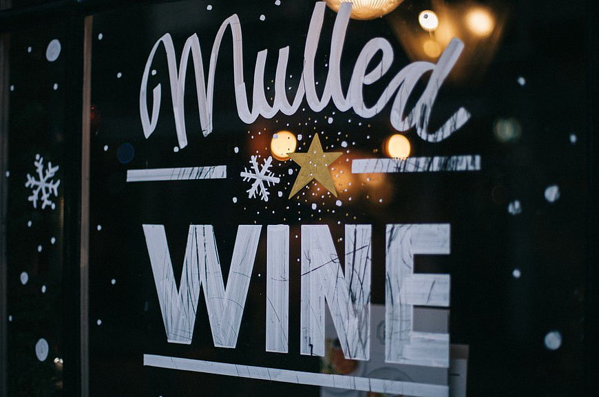 Festive Mulled Wine Window Sign with Snowflakes
