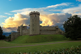 Warwick Castle at Sunset with Dramatic Clouds