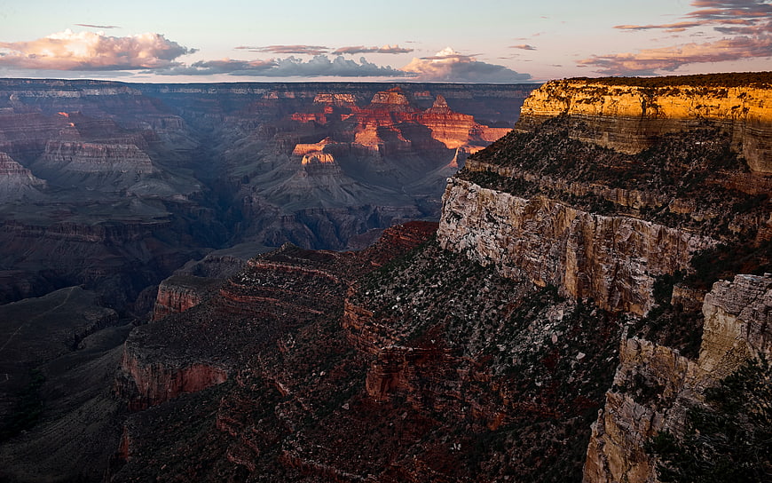 Grand Canyon Sunset Landscape with Golden Hour Light