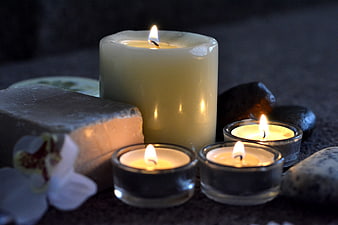 Relaxing Spa Candles With Soap And Orchid