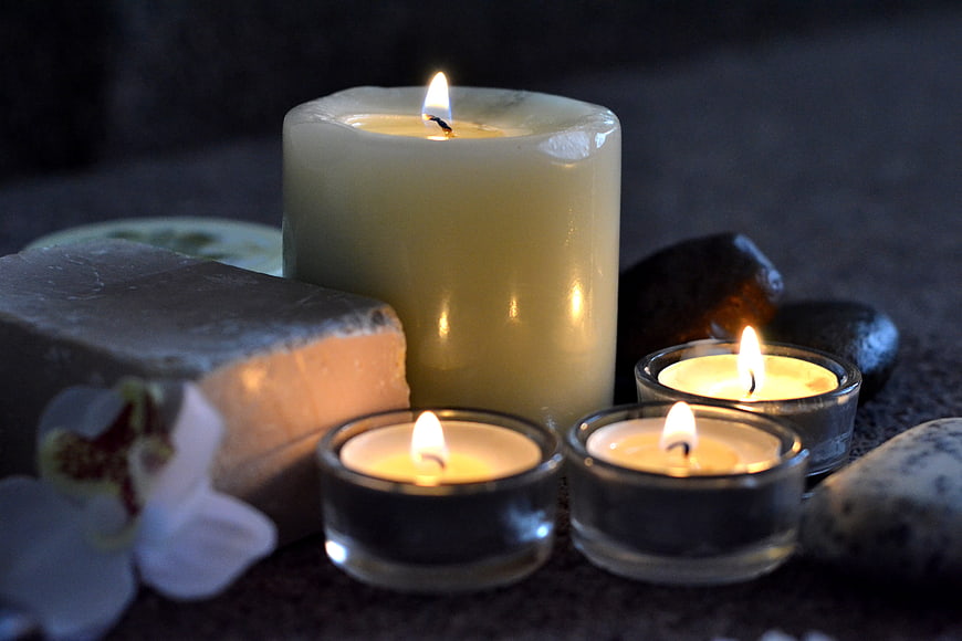 Relaxing Spa Candles With Soap And Orchid