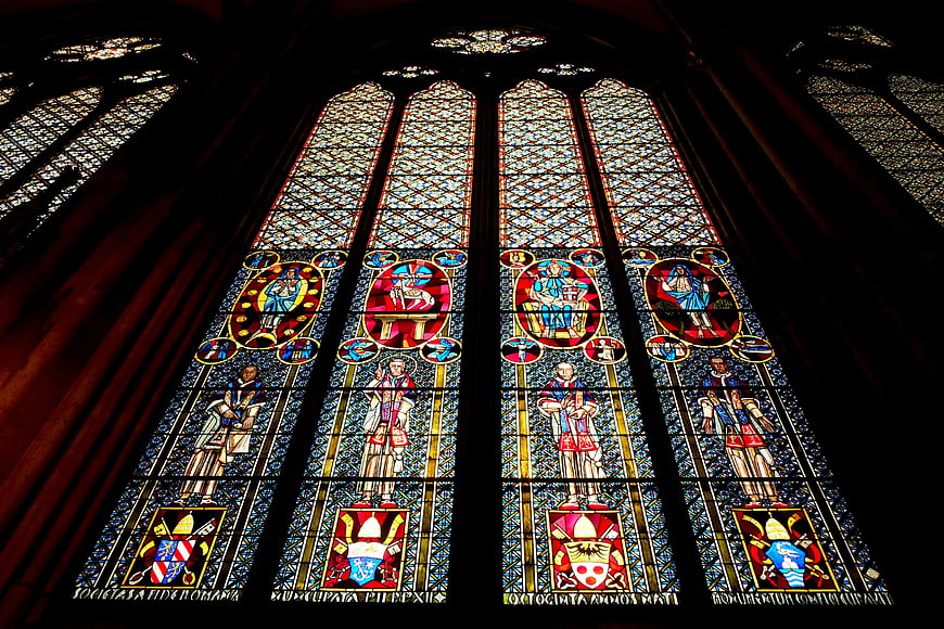 Low Angle View of Gothic Stained Glass Window