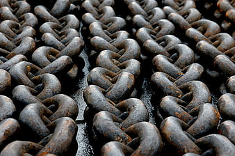 Close-up of Heavy Rusty Iron Chains