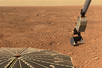 Mars Rover Solar Panel And Instrument Arm On Red Planet Surface