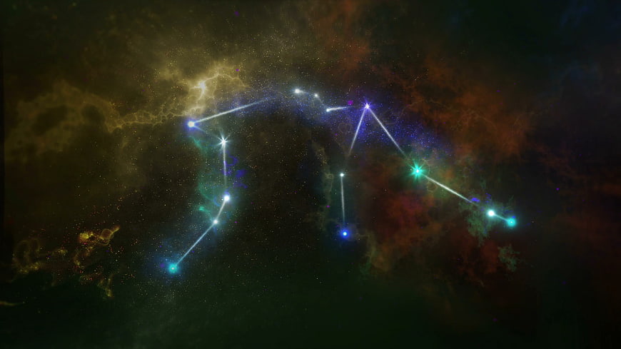 Cancer Constellation Star Map On Colorful Cosmic Nebula Background