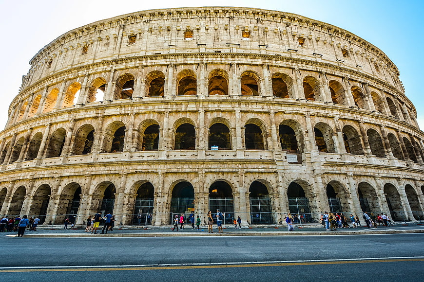 Colosseum Rome Architecture with Tourists