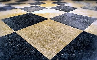 Vintage Black and Beige Checkerboard Stone Floor Texture