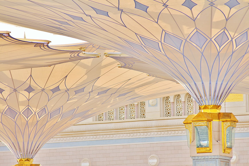 Ornate Islamic Canopy with Gold Lanterns